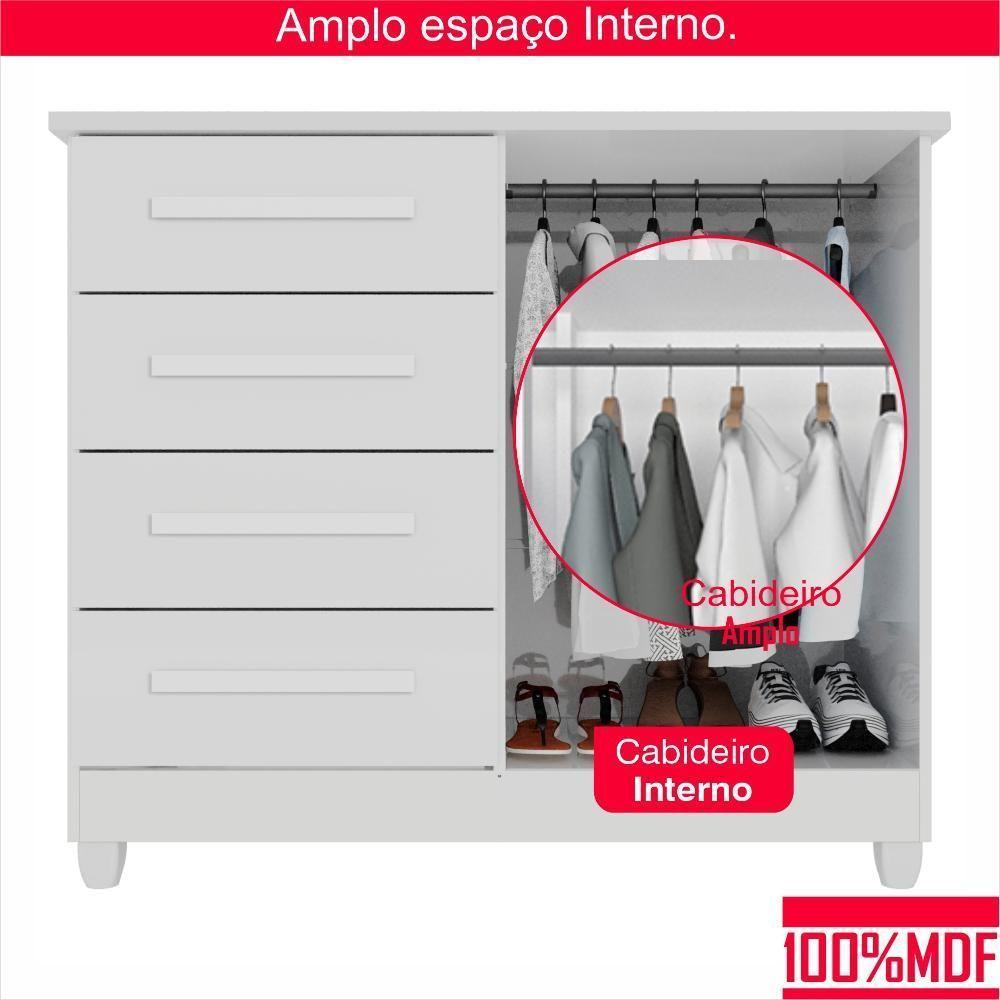 Cômoda 2 Portas 4 Gavetas Madri Plus Com Sapateira - Tudo De Móveis - Branco Branco - 5