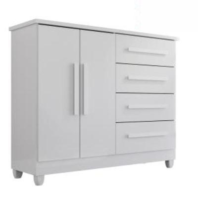 Cômoda 2 Portas 4 Gavetas Madri Plus Com Sapateira - Tudo De Móveis - Branco Branco