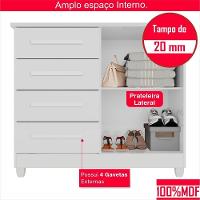 Cômoda 2 Portas 4 Gavetas Madri Plus Com Sapateira - Tudo De Móveis - Branco Branco - 6