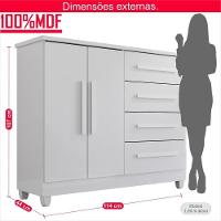Cômoda 2 Portas 4 Gavetas Madri Plus Com Sapateira - Tudo De Móveis - Branco Branco - 7