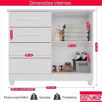 Cômoda 2 Portas 4 Gavetas Madri Plus Com Sapateira - Tudo De Móveis - Branco Branco - 8