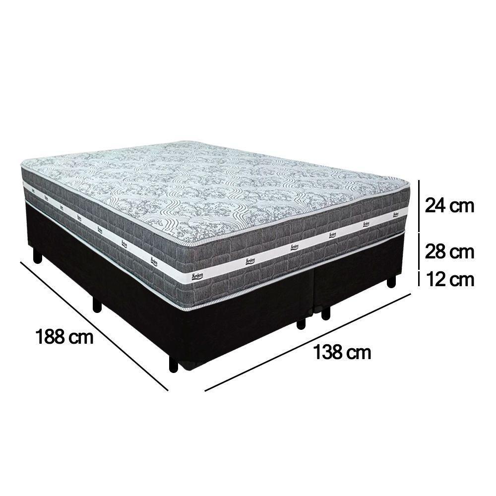Cama Box Casal Bipartido Suede + Colchão Anjos Black Graphite Molas Ensacadas 138x188x64cm Cor:preto - 3