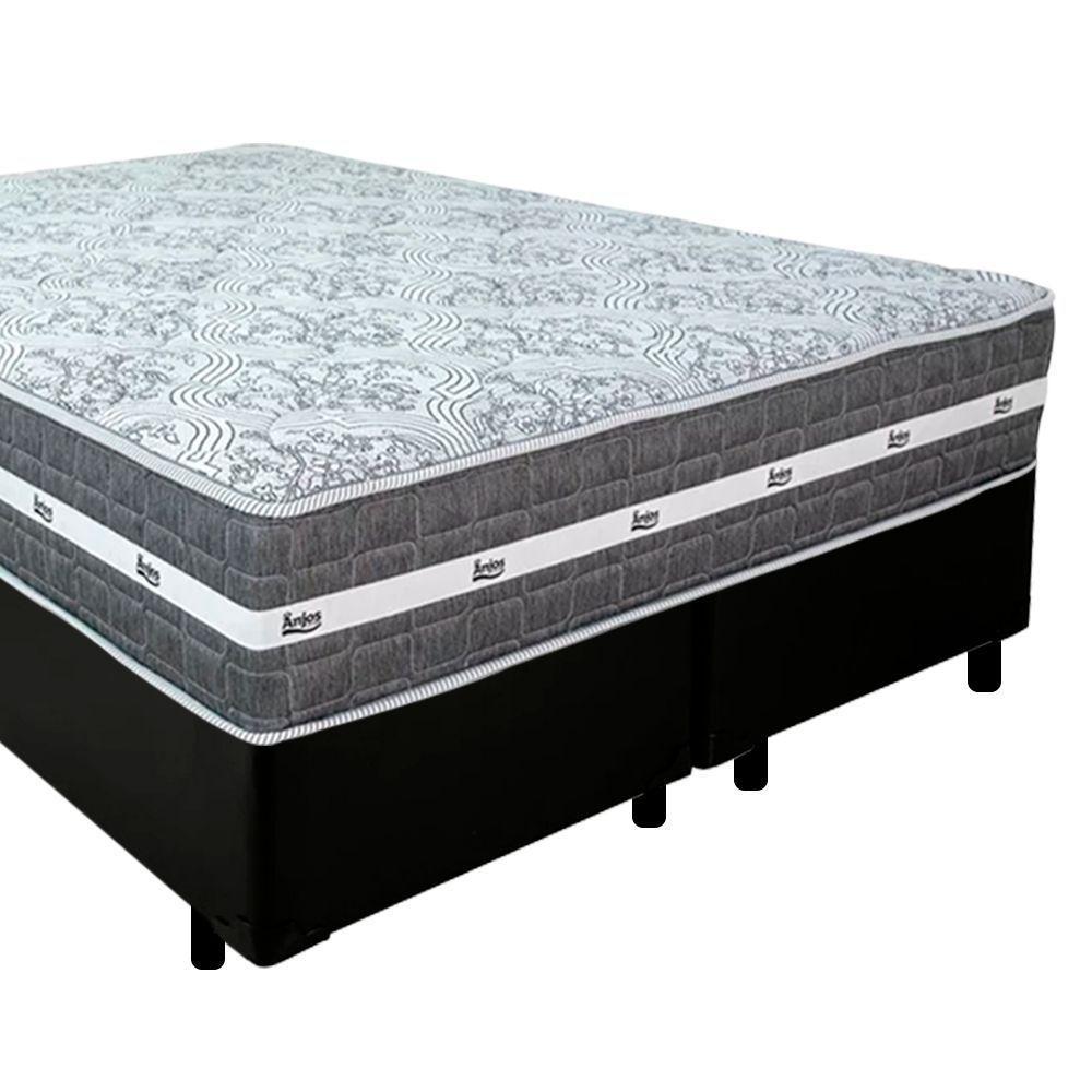 Cama Box Casal Bipartido Sintético + Colchão Anjos Black Graphite Molas Ensacadas 138x188x64cm Cor:preto - 7