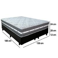 Cama Box Casal Bipartido Sintético + Colchão Anjos Black Graphite Molas Ensacadas 138x188x64cm Cor:preto - 2