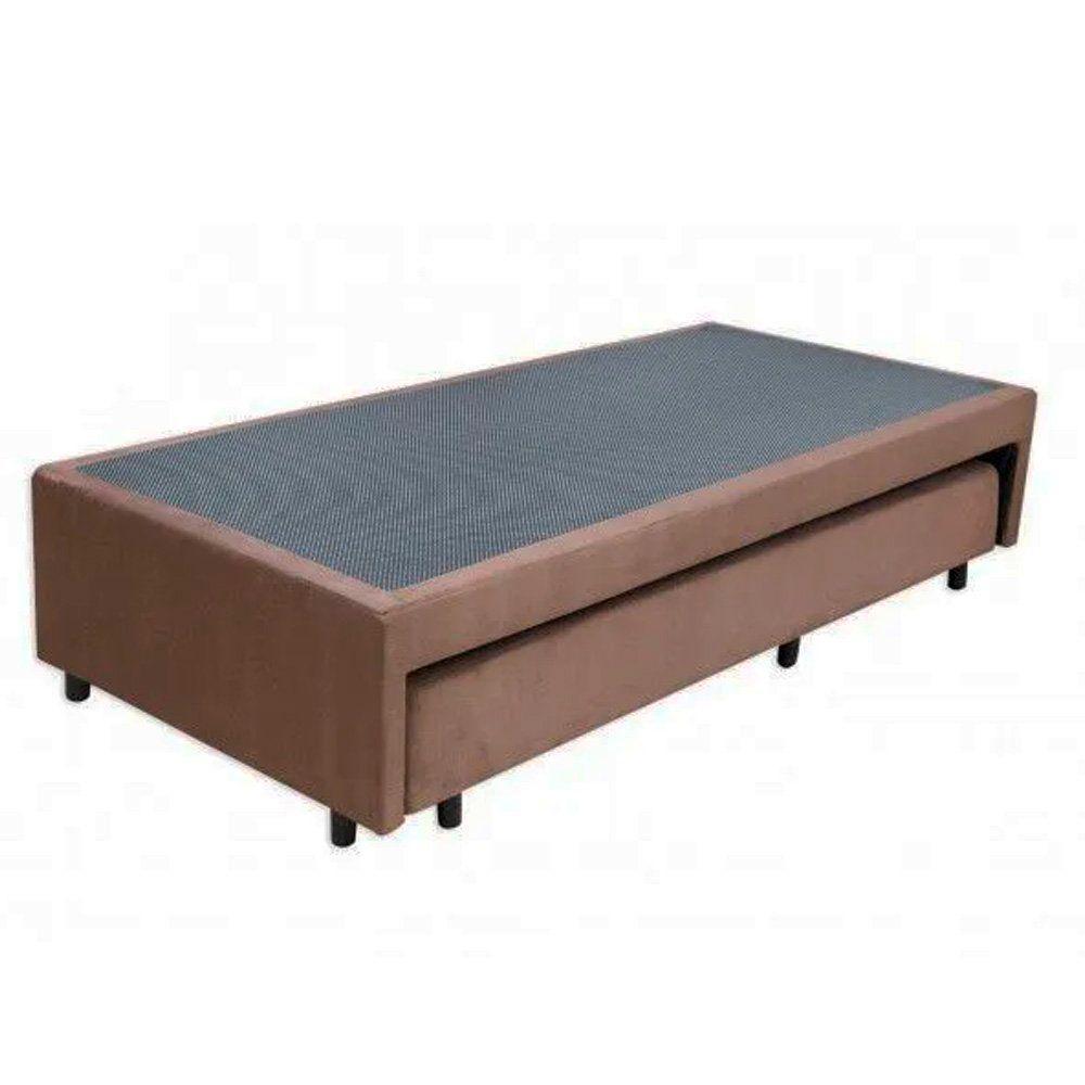 Cama Box Bicama Auxiliar Solteiro Suede Espuma 8cm 40x88x188 Marrom - 1