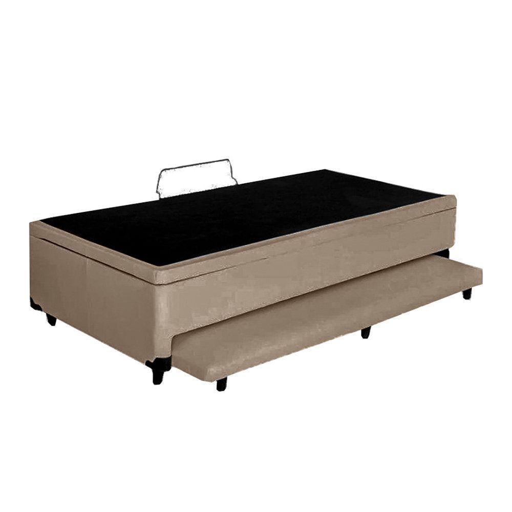 Cama Box Baú Auxiliar Solteiro Sintético Espuma 8cm 45x88x188 Bege - 2