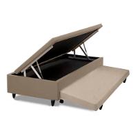 Cama Box Baú Auxiliar Solteiro Sintético Espuma 8cm 45x88x188 Bege - 1