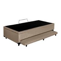 Cama Box Baú Auxiliar Solteiro Sintético Espuma 8cm 45x88x188 Bege - 2