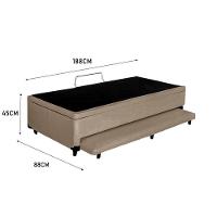 Cama Box Baú Auxiliar Solteiro Sintético Espuma 8cm 45x88x188 Bege - 3