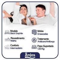 Cama Box Baú Casal Sintético + Colchão Anjos Black Graphite Molas Ensacadas 138x188x64cm Cor:bege