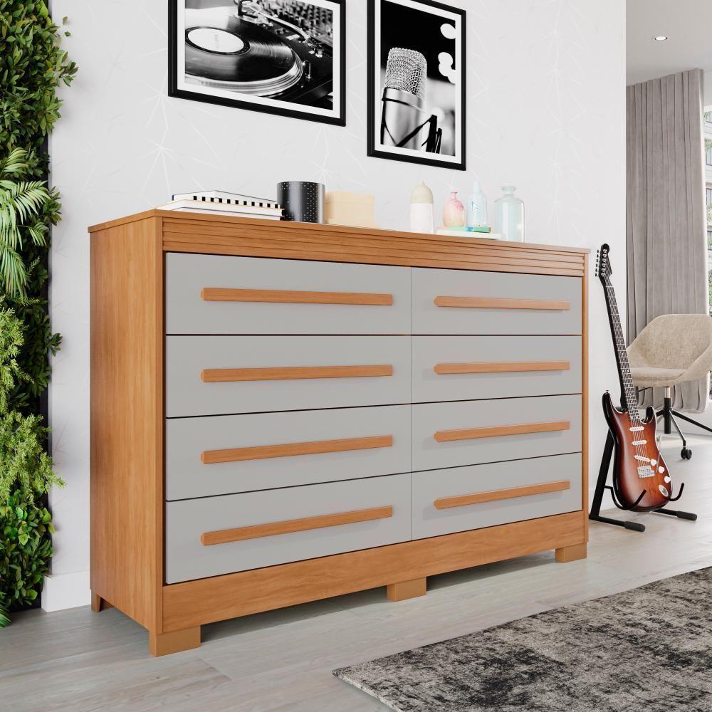 Cômoda Porto 8 Gavetas Cinamomo/off - 1