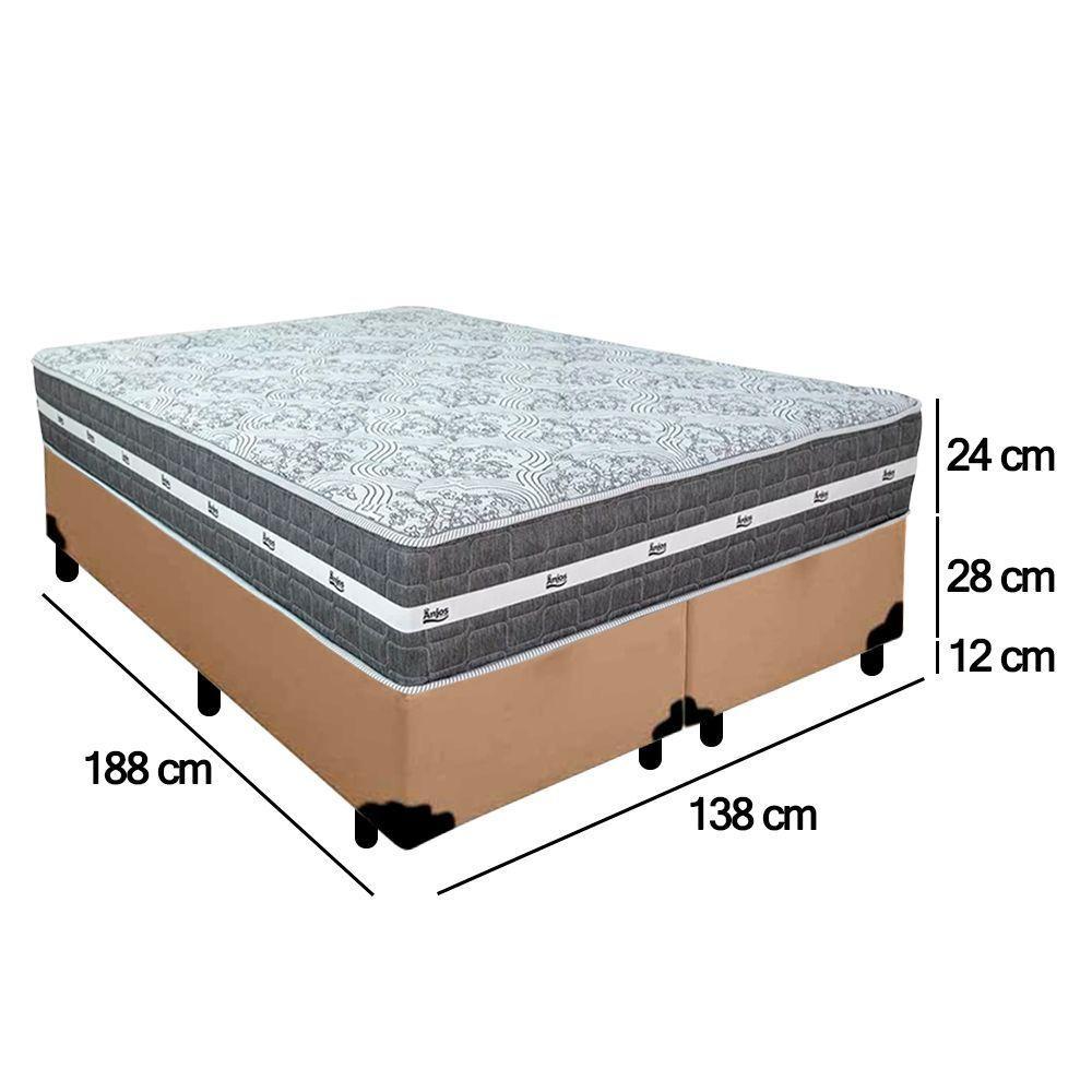 Cama Box Casal Bipartido Sintético + Colchão Anjos Black Graphite Molas Ensacadas 138x188x64cm Cor:bege - 3