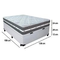 Cama Box Baú Casal Sintético + Colchão Anjos Black Graphite Molas Ensacadas 138x188x64cm Cor:branco - 2