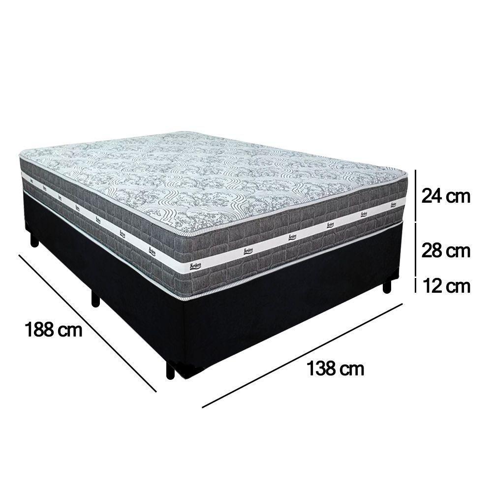 Cama Box Casal Suede + Colchão Anjos Black Graphite Molas Ensacadas 138x188x64cm Cor:preto - 3