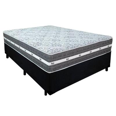 Cama Box Casal Suede + Colchão Anjos Black Graphite Molas Ensacadas 138x188x64cm Cor:preto