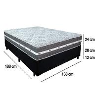 Cama Box Casal Suede + Colchão Anjos Black Graphite Molas Ensacadas 138x188x64cm Cor:preto - 3