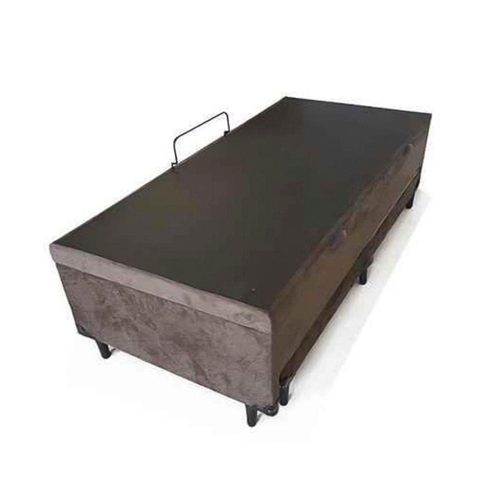 Cama Box Baú Auxiliar Solteiro Suede Espuma 8cm 45x88x188 Marrom - 2