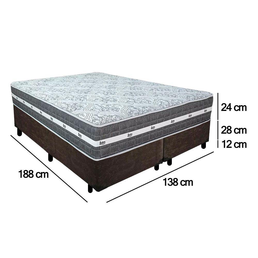 Cama Box Casal Bipartido Suede + Colchão Anjos Black Graphite Molas Ensacadas 138x188x64cm Cor:marrom - 3