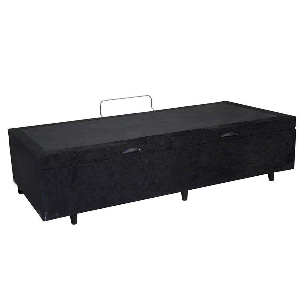 Cama Box Baú Solteiro Extremo Reforçado Xerife Móveis Suede Preto 41x88x188 - 2