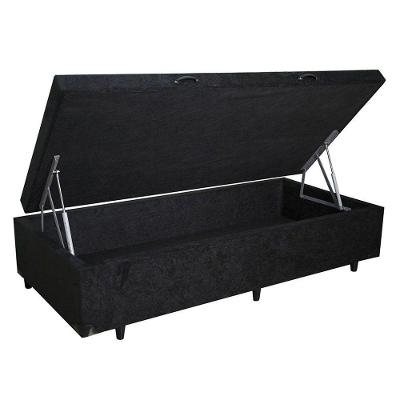 Cama Box Baú Solteiro Extremo Reforçado Xerife Móveis Suede Preto 41x88x188