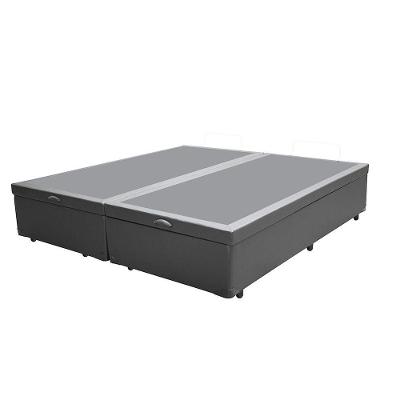 Base Box Baú King Bipartido Sp Móveis Sintético Cinza