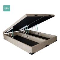 Cama Box Baú King Bipartido Sintético Bege 38X193X203 - 2