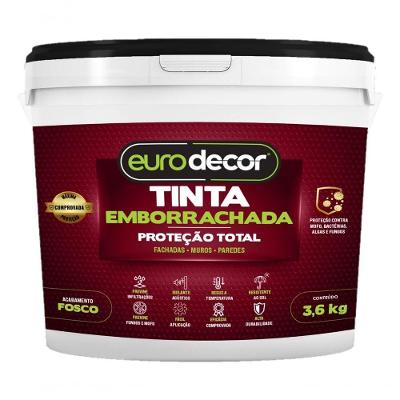 Tinta Emborrachada 3,6kg Contra Infiltração Fissura Trincas Cinza Concreto