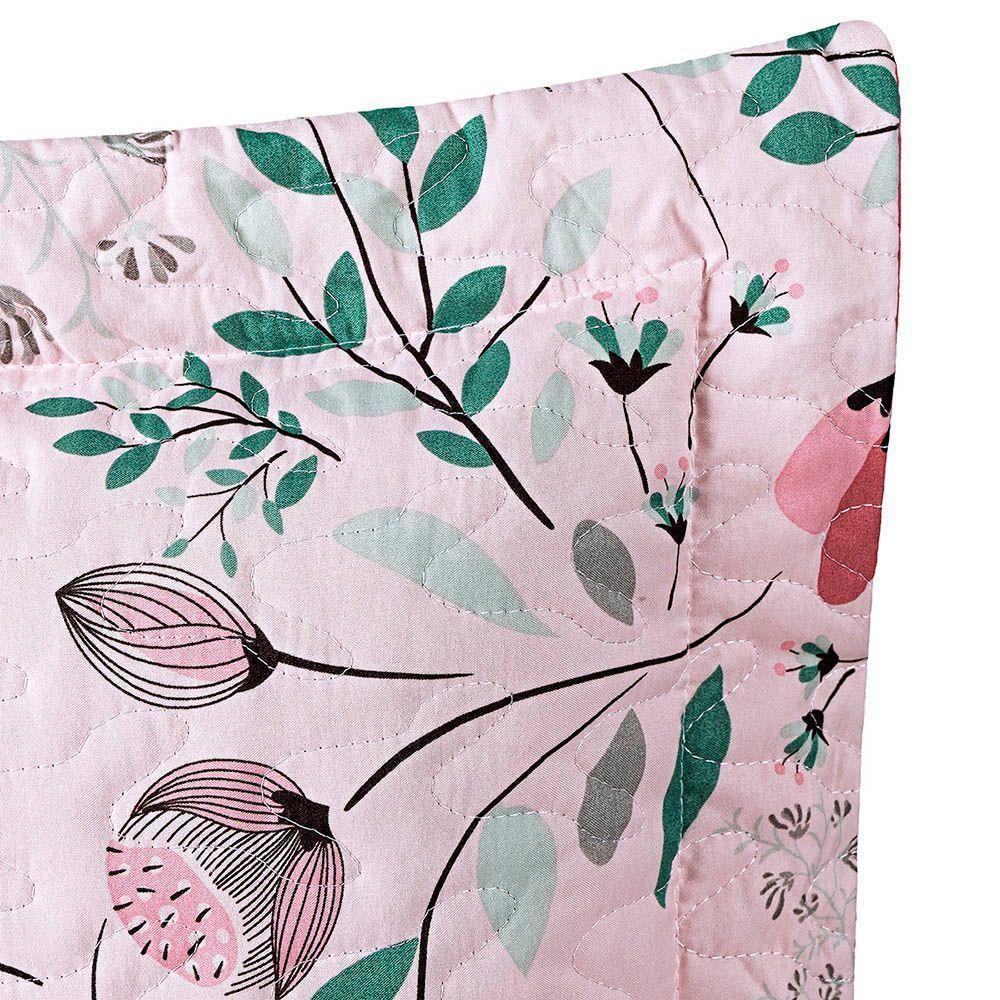 Kit Cobre Leito Colcha Casa Scarpa Celi King Dupla Face Micropercal 200 Fios 3 Peças Bothanica Floral Rosa - 3