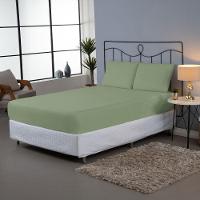 Jogo De Lençol Usual King 3 Peças Percal 180 Fios - Verde - 80% Poliéster- 20% Algodão - 2