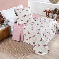 Kit Cobre Leito Colcha Casa Scarpa Celi Casal Padrão Dupla Face Micropercal 200 Fios 3 Peças Borboletas Rosê - 2