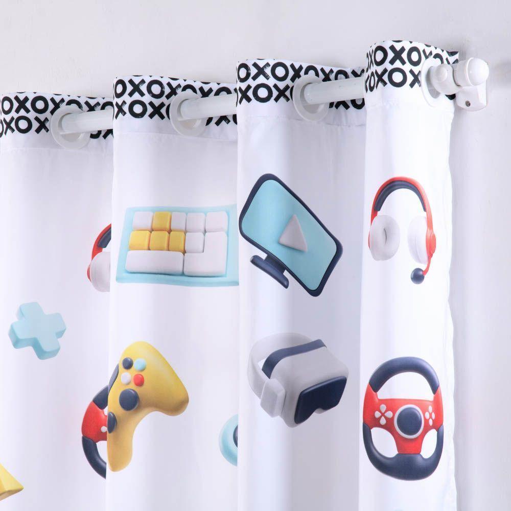 Cortina Juvenil Boy Estampada 2,00m Largura X 1,50m Altura - Games - 100% Poliéster - 3