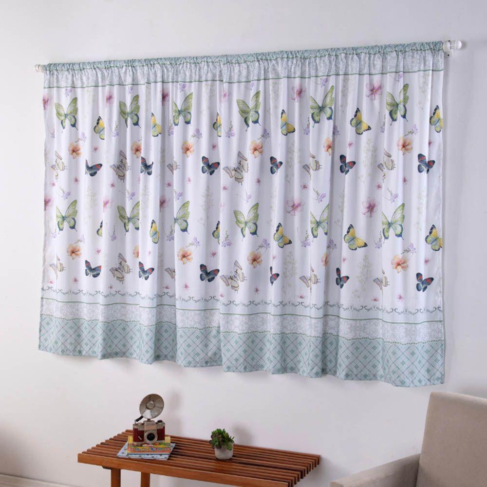 Cortina Juvenil Girl Estampada 2,00m Largura X 1,50m Altura - Borboleta - 100% Poliéster - 1