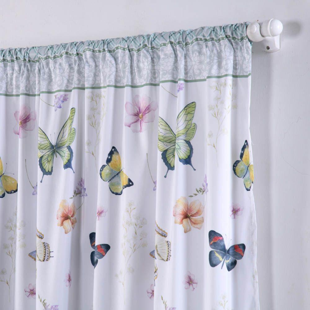 Cortina Juvenil Girl Estampada 2,00m Largura X 1,50m Altura - Borboleta - 100% Poliéster - 3