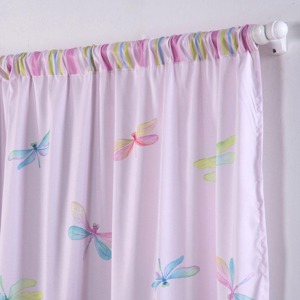Cortina Juvenil Girl Estampada 2,00m Largura X 1,50m Altura - Libélula - 100% Poliéster - 3