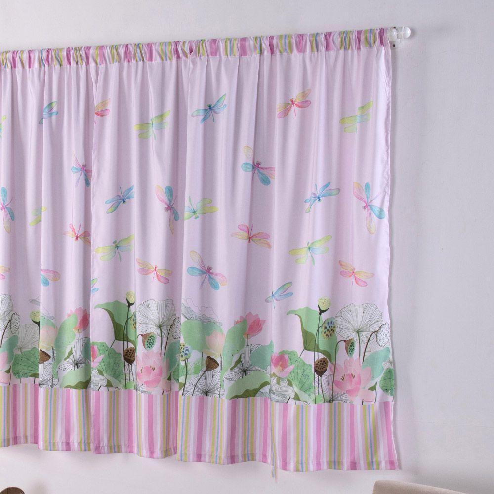 Cortina Juvenil Girl Estampada 2,00m Largura X 1,50m Altura - Libélula - 100% Poliéster - 4