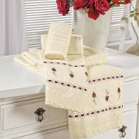 Jogo De Banho Toalhas Yasmin 5 Peças 100% Algodão 320g-m² Suave Floral - Palha - 1