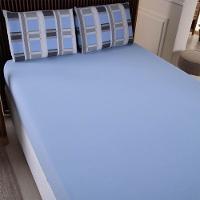 Jogo De Lençol Luar Queen 3 Peças Malha 100% Algodão Estampado - Xadrez Azul - 3