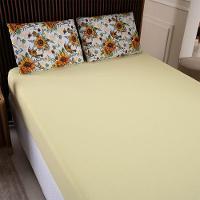Jogo De Lençol Luar Queen 3 Peças Malha 100% Algodão Estampado - Girassol Amarelo - 4