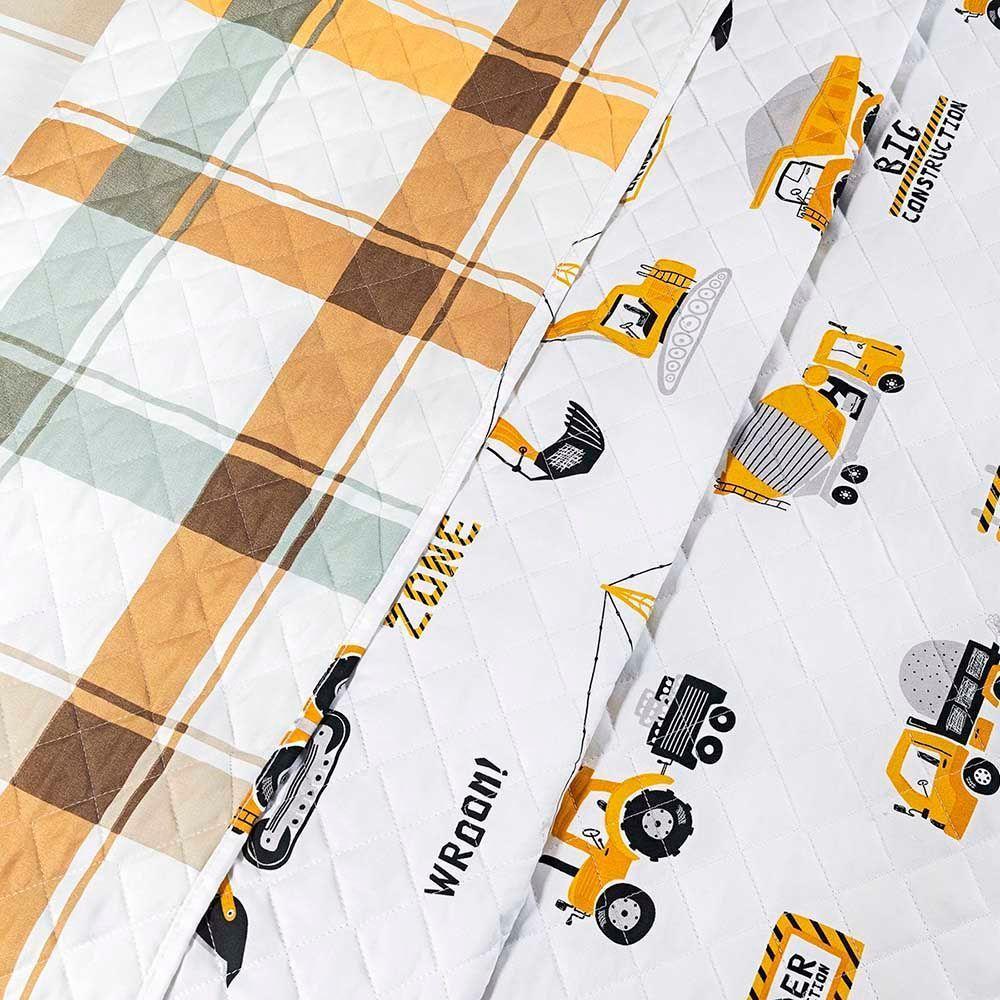 Kit Cobre Leito Colcha Joy Kids Solteiro Infantil 2 Peças Micropercal 200 Fios - Manny Trator - 100% Poliéster - 5