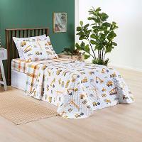 Kit Cobre Leito Colcha Joy Kids Solteiro Infantil 2 Peças Micropercal 200 Fios - Manny Trator - 100% Poliéster - 2