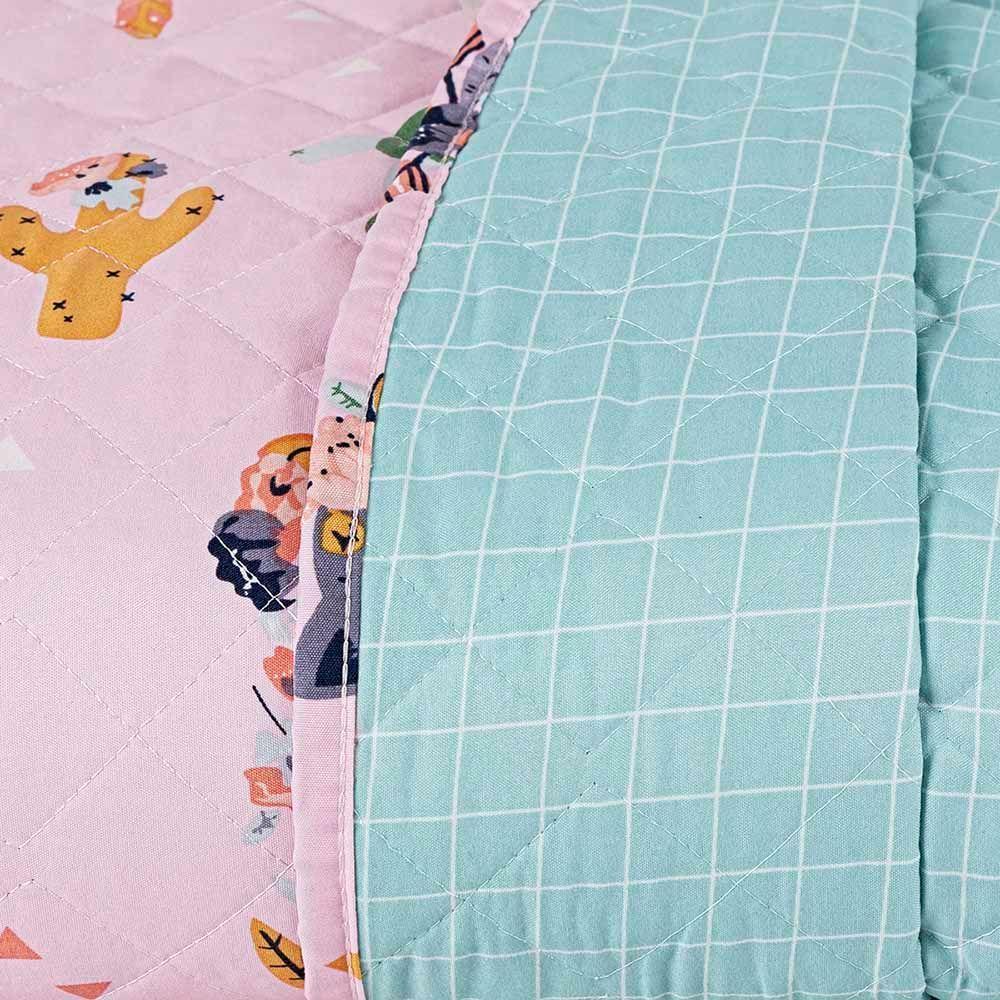 Kit Cobre Leito Colcha Joy Kids Solteiro Infantil 2 Peças Micropercal 200 Fios - Foxy Raposa Rosa - 100% Poliéster - 6