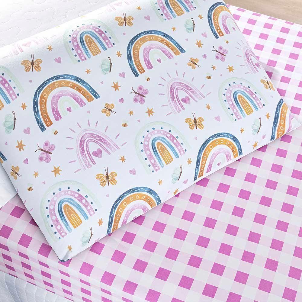 Jogo De Lençol Joy Kids Solteiro 2 Peças Micropercal 200 Fios Infantil - Rainbow - 100% Poliéster - 2