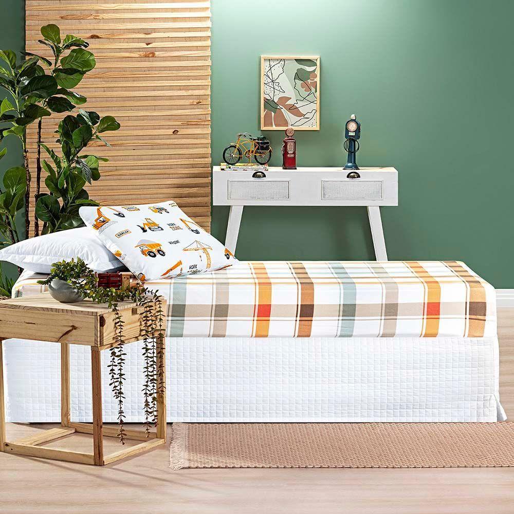 Jogo De Lençol Joy Kids Solteiro 2 Peças Micropercal 200 Fios Infantil - Manny Trator - 100% Poliéster - 3