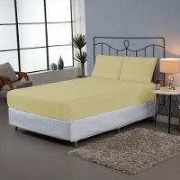 Jogo De Lençol Usual Casal 3 Peças Percal 180 Fios - Amarelo - 80% Poliéster- 20% Algodão - 2