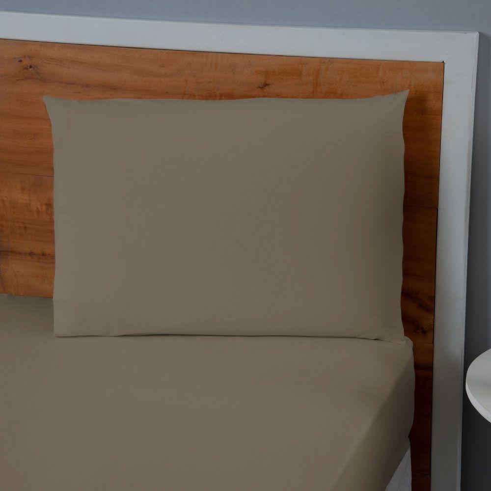 Jogo De Lençol Usual Solteiro 2 Peças Percal 180 Fios - Marrom - 80% Poliéster- 20% Algodão - 3