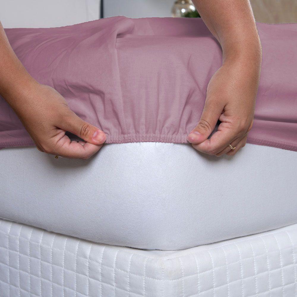 Jogo De Lençol Usual Solteiro 2 Peças Percal 180 Fios - Rose - 80% Poliéster- 20% Algodão - 5