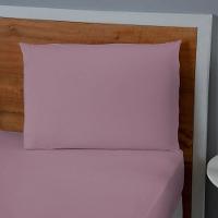 Jogo De Lençol Usual Solteiro 2 Peças Percal 180 Fios - Rose - 80% Poliéster- 20% Algodão - 3