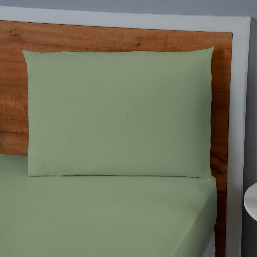 Jogo De Lençol Usual Solteiro 2 Peças Percal 180 Fios - Verde - 80% Poliéster- 20% Algodão - 3