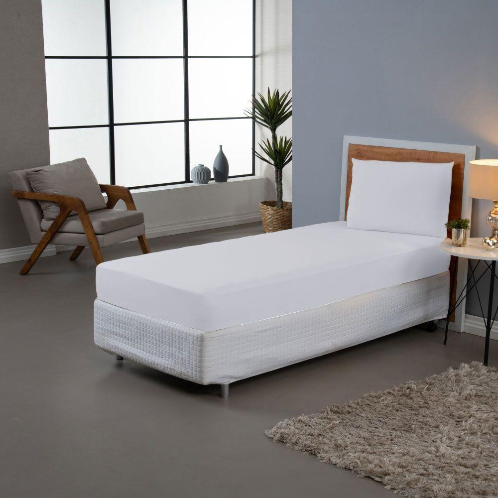 Jogo De Lençol Usual Solteiro 2 Peças Percal 180 Fios - Branco - 80% Poliéster- 20% Algodão - 2