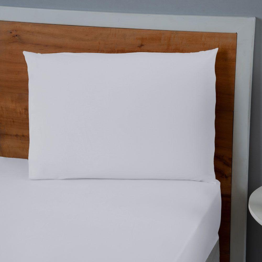 Jogo De Lençol Usual Solteiro 2 Peças Percal 180 Fios - Branco - 80% Poliéster- 20% Algodão - 3